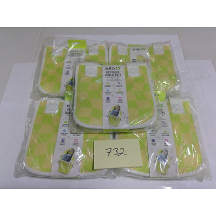 Ello Reusable Lunch Tote Unisex OS Green Yellow Checkered Snap Closure Pockets