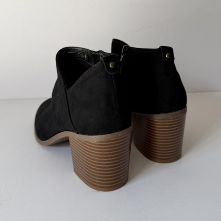 Style & Co Boots Womens Size 9.5 Black Felaaf Ankle Booties Block Heel Side Zip