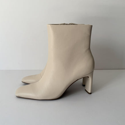 Alfani Boots Womens Size 7.5 Bone Terrie Ankle Booties Square Toe Block Heel Zip