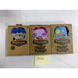 Zuru Fuggler Plush Set 3 Hairy Fuggs Limited Edition Blue Purple NEW Boxed