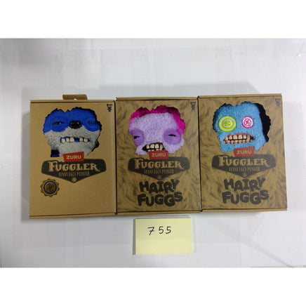 Zuru Fuggler Plush Set 3 Hairy Fuggs Limited Edition Blue Purple NEW Boxed