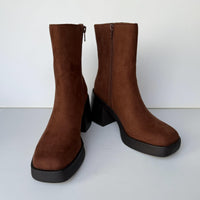 Sun + Stone Boots Womens Size 8 Brown Russet Tiannaaf Ankle Block Heel Side Zip