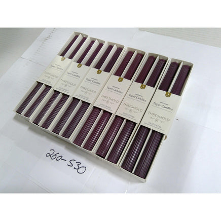 Threshold Taper Candles 24ct Purple 10in NEW Ribbed Unscented Plum 6 Packs of 4