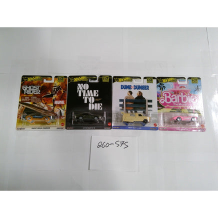 Hot Wheels Pop Culture Premium Lot 4 Ghost Rider 007 Dumb Dumber Barbie NEW NIB