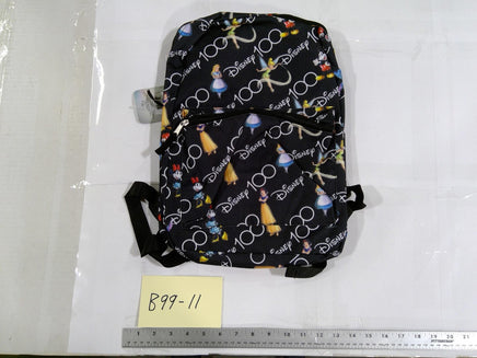 Disney Black 13" Girls Backpack Soft Case Adjustable Straps Disney 100 Print