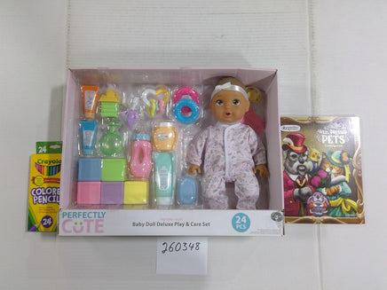 Perfectly Cute Baby Doll Deluxe Play & Care Set 24pc Crayola Coloring Lot New