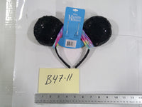 Disney Minnie Mouse Sequin Ear Headband Tie-Dye Bow Black Hair Accessory New