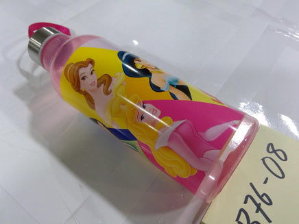 Disney Princess Kids Water Bottle Pink Plastic Drink Cup With Lid Reusable