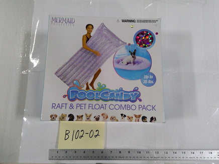PoolCandy Mermaid Raft & Pet Float Combo Pack Purple Glitter 35 Lb Inflatable