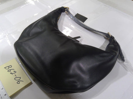 Shoulder Bag Womens Medium Black Faux Leather Hobo Purse Gold Hardware New