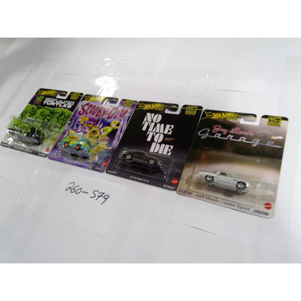 Hot Wheels Pop Culture Premium Lot TMNT Scooby-Doo 007 Jay Leno NEW 4pk