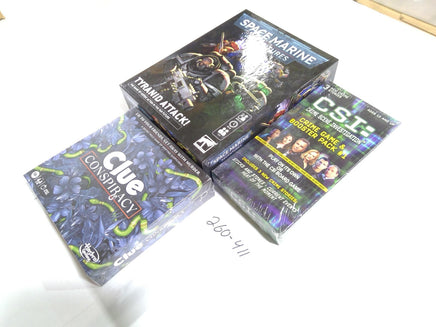 Clue Conspiracy CSI Crime Game Space Marine Adventures Family Lot New Sealed