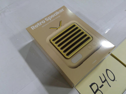 Retro Speaker Wireless Portable Yellow 3W Micro USB Charging Cable New Box