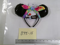 Minnie Mouse Headband Girls One Size Multicolor Sequin Ears Tie-Dye Disney New