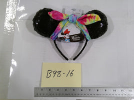 Minnie Mouse Headband Girls One Size Multicolor Sequin Ears Tie-Dye Disney New