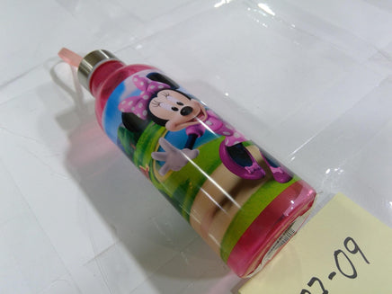 Disney Minnie Mouse Kids Water Bottle Pink Plastic Drink Cup With Lid Reusable