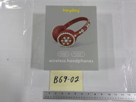 Heyday Wireless Headphones Bluetooth Red Jeweled 40 Hours Playback New Box