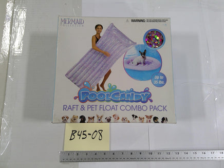 PoolCandy Mermaid Raft & Pet Float Combo Pack Purple Glitter 35 Lb Inflatable