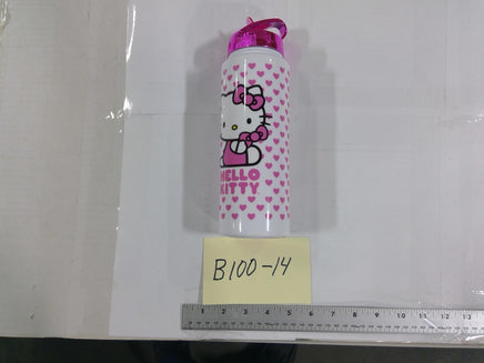Sanrio Hello Kitty Kids Water Bottle Pink Hearts Plastic Drink Cup With Lid