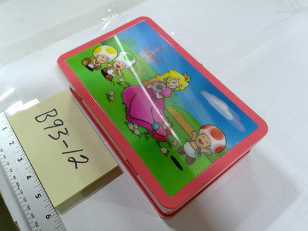 Super Mario Bros Nintendo Peach Toad Kids Metal Tin Pencil Case Pink Glossy Used