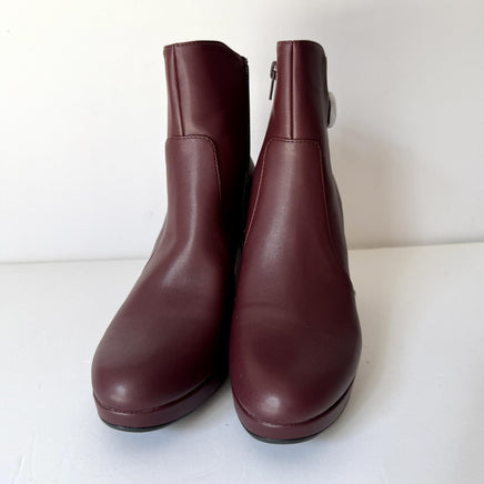 Naturalizer Boots Womens Size 9.5 Burgundy Braxton Ankle Booties Block Heel Zip