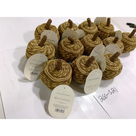 Threshold Woven Pumpkin Decor Set of 12 Tan Natural NEW Bulk Fall Thanksgiving
