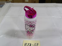 Sanrio Hello Kitty Kids Water Bottle Pink Hearts Plastic Drink Cup With Lid