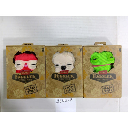 Zuru Fuggler Vacay Vibes Funny Ugly Monster Plush Bundle 3 Pack Red Cream Green