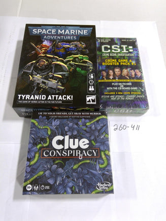Clue Conspiracy CSI Crime Game Space Marine Adventures Family Lot New Sealed
