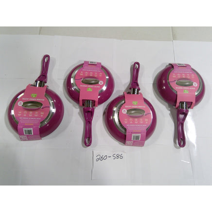 GreenLife Ceramic Nonstick 8in Frypan Purple Induction Ready NEW Set of 4
