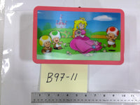 Super Mario Nintendo Peach Toad Metal Tin Box Coin Bank Kids Pink Glossy Used