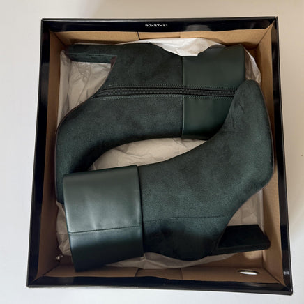 Alfani Boots Womens Size 5 Green AJOJO Pine Ankle Fold Over Cuff Block Heel