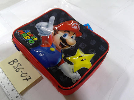 Super Mario Bros Nintendo Kids Padded Tote Bag Mario Star Zip Case Red Black New