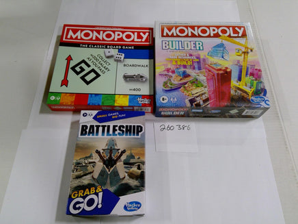 Monopoly Builder Monopoly Battleship Grab & Go Hasbro Game Lot 3 New Sealed