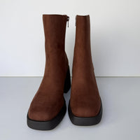 Sun + Stone Boots Womens Size 8 Brown Russet Tiannaaf Ankle Block Heel Side Zip