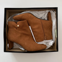 Alfani Boots Womens Size 9M Cognac Suede Block Heel Ankle Booties Zip PAAMF