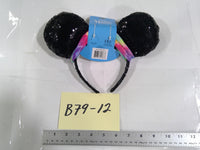 Disney Minnie Mouse Sequin Ear Headband Tie-Dye Bow Black Hair Accessory New