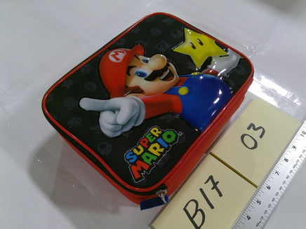 Super Mario Bros Nintendo Kids Padded Tote Bag Mario Star Zip Case Red Black New