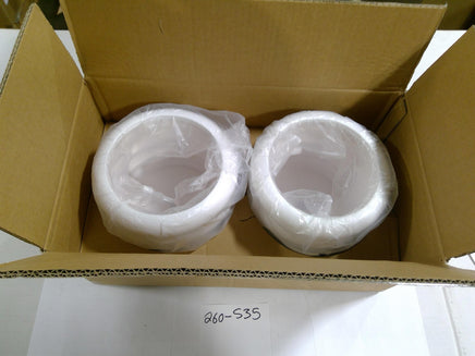 Set Of 2 White Ribbed Plastic Cylindrical Sleeves Industrial Part 260-S35