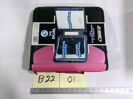 Case It Dual 2-in-1 Zipper Binder Pink 3in Ring Capacity Kids School Organizer