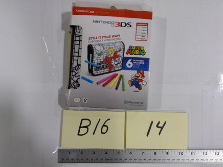 Nintendo 3DS PowerA Super Mario ColorCraft Carry Case 6 Markers Black Open Box