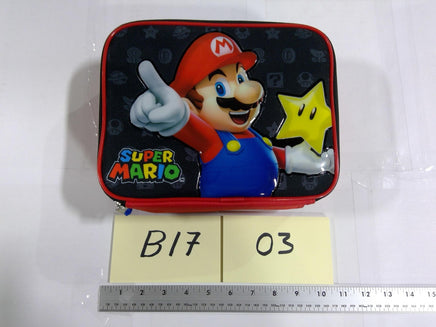 Super Mario Bros Nintendo Kids Padded Tote Bag Mario Star Zip Case Red Black New