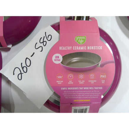 GreenLife Ceramic Nonstick 8in Frypan Purple Induction Ready NEW Set of 4