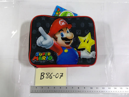 Super Mario Bros Nintendo Kids Padded Tote Bag Mario Star Zip Case Red Black New