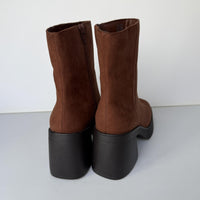 Sun + Stone Boots Womens Size 8 Brown Russet Tiannaaf Ankle Block Heel Side Zip