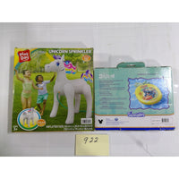 Play Day Unicorn Sprinkler & SwimWays Disney Stitch Pool Float Bundle New NIB