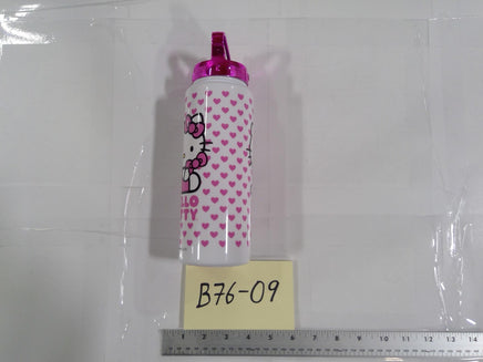 Sanrio Hello Kitty Kids Water Bottle Pink Metal Hearts Drink Cup Reusable