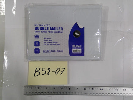 Bazic Self-Seal Poly Bubble Mailers #0 6x9.25 White 4 Pack Water Resistant