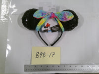 Minnie Mouse Headband Girls One Size Multicolor Sequin Ears Tie-Dye Disney New