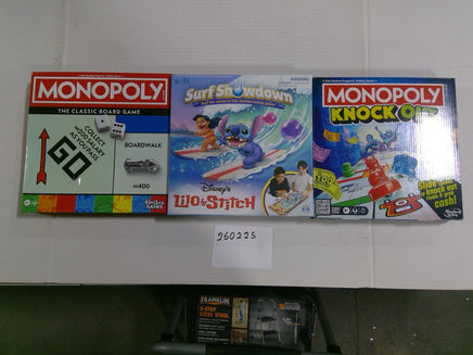 Hasbro Monopoly Surf Showdown Lilo & Stitch Knock Out Family Game Lot New Sealed